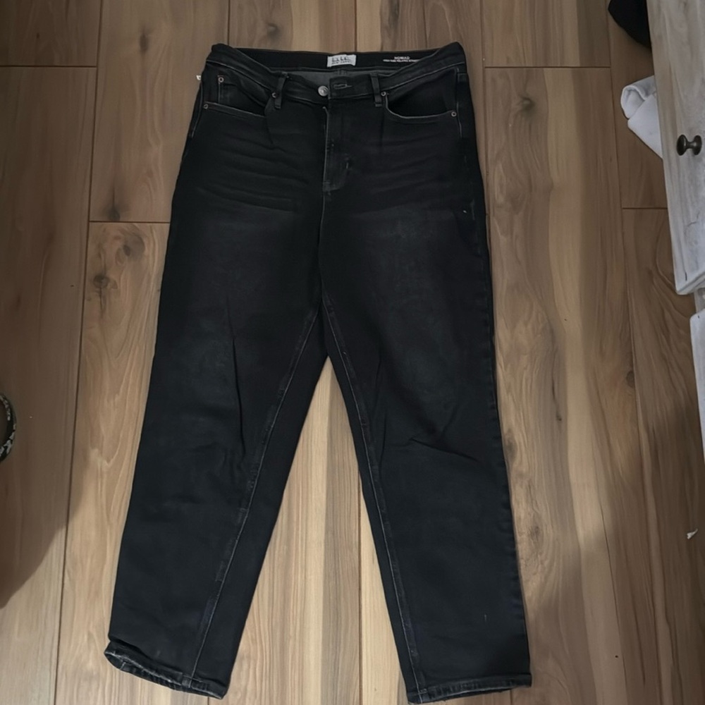 black high rise straight jeans